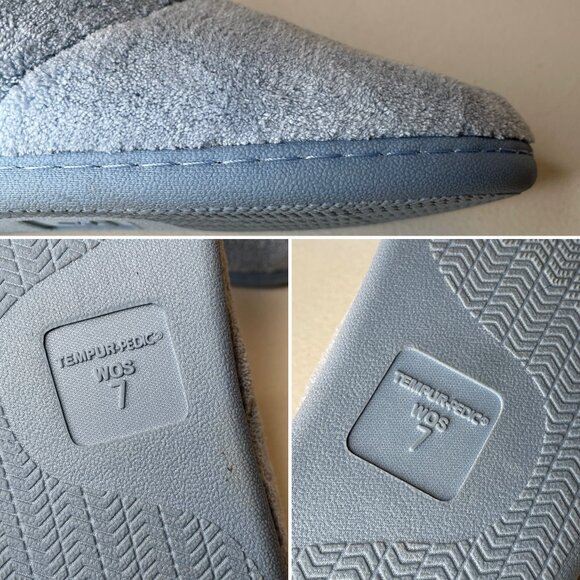 Tempur-Pedic Windsock Slippers Light Blue Terrycloth Size 7 - Picture 13 of 14
